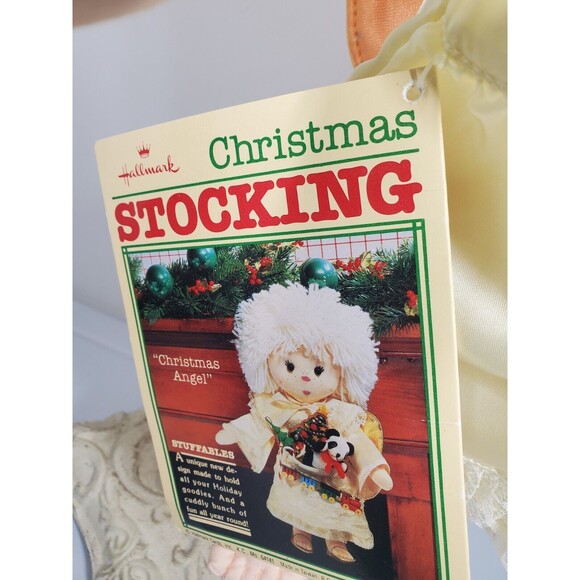 Vintage 1984 Hallmark "Stuffables" Christmas Angel Stocking Wings Satin Orig Tag - Picture 5 of 9